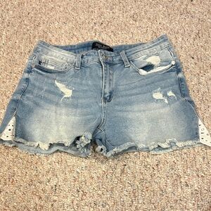 Judy Blue Light Blue Distressed Jean Shorts